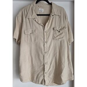 Mutual Weave Men's XXL Beige Cotton Short Sleeve Button-Down Shirt